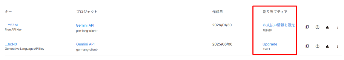 apikey一覧 apikey一覧